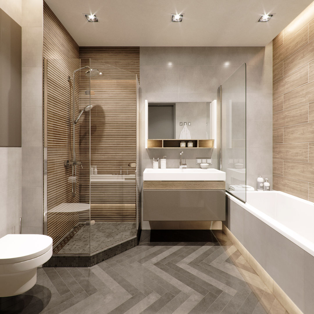 2-х комнатная квартира в центре Киева, Lumier3Design Lumier3Design Phòng tắm phong cách tối giản