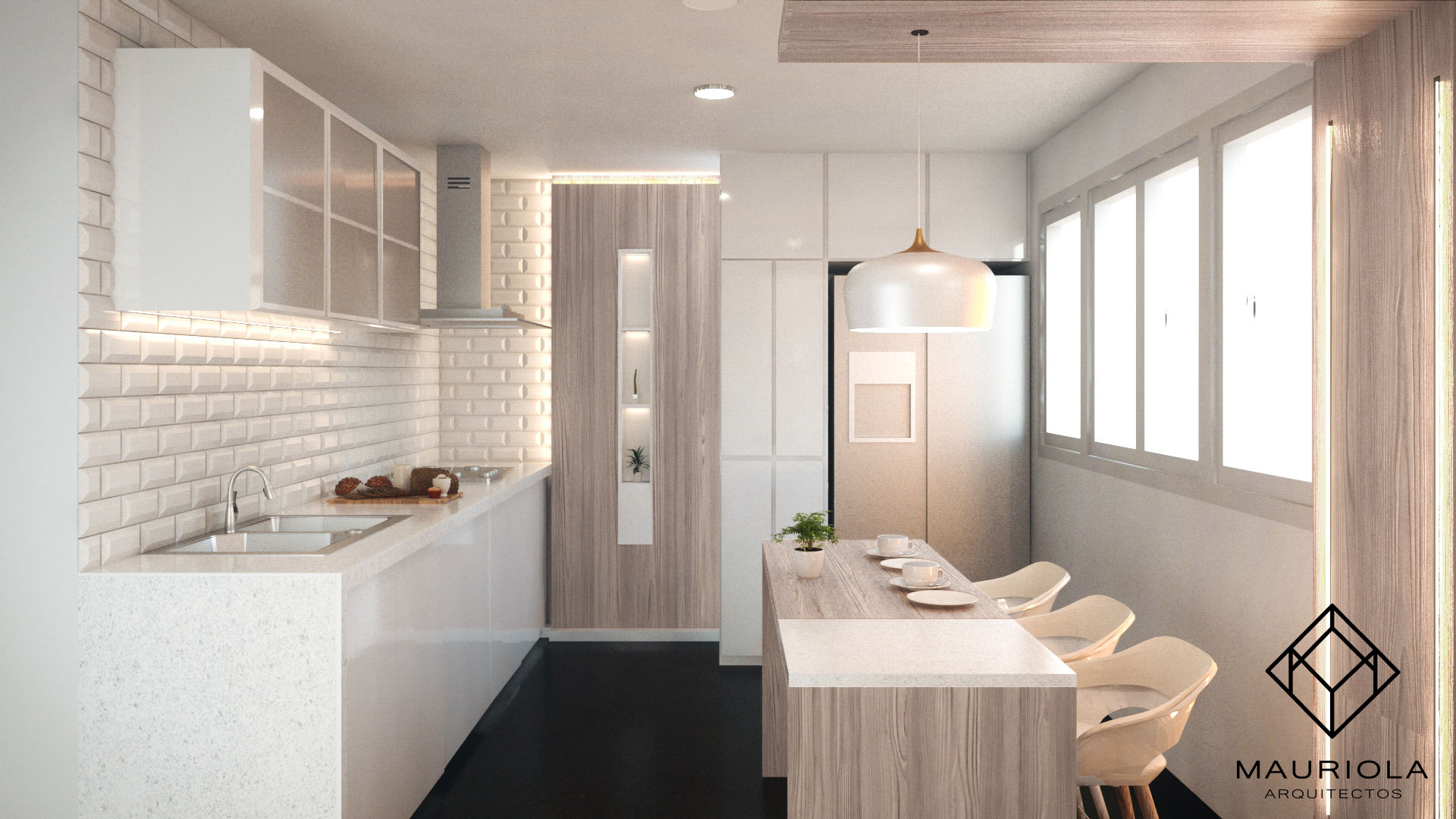 Remodelación Cocina en colores claros, Mauriola Arquitectos Mauriola Arquitectos ครัวบิลท์อิน