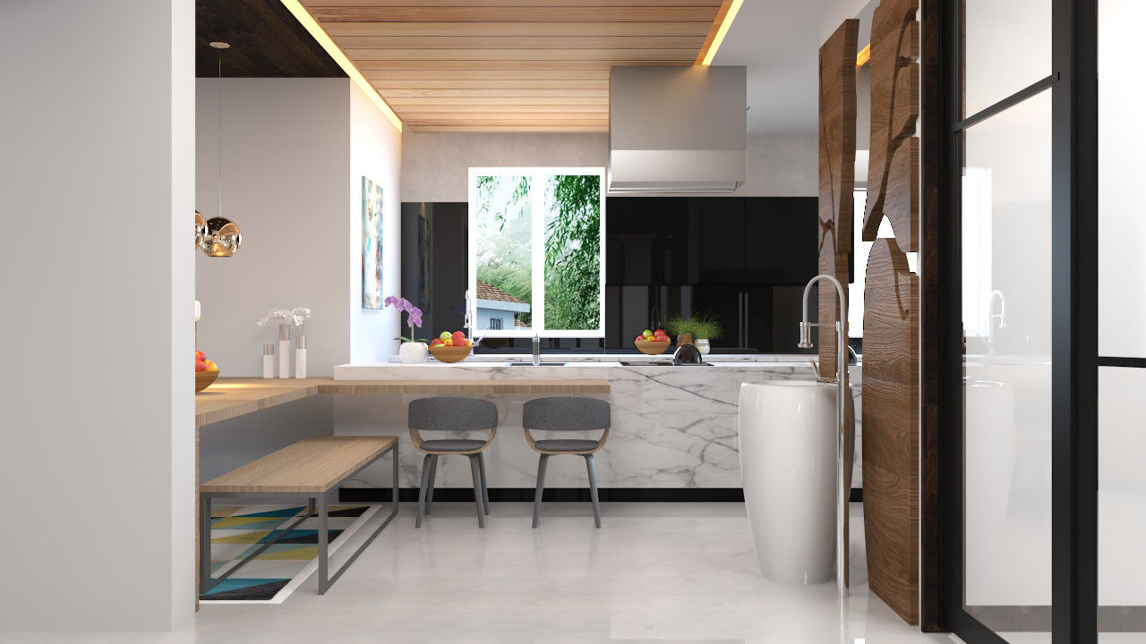 3BHK flat interior design in modern style , Rhythm And Emphasis Design Studio Rhythm And Emphasis Design Studio