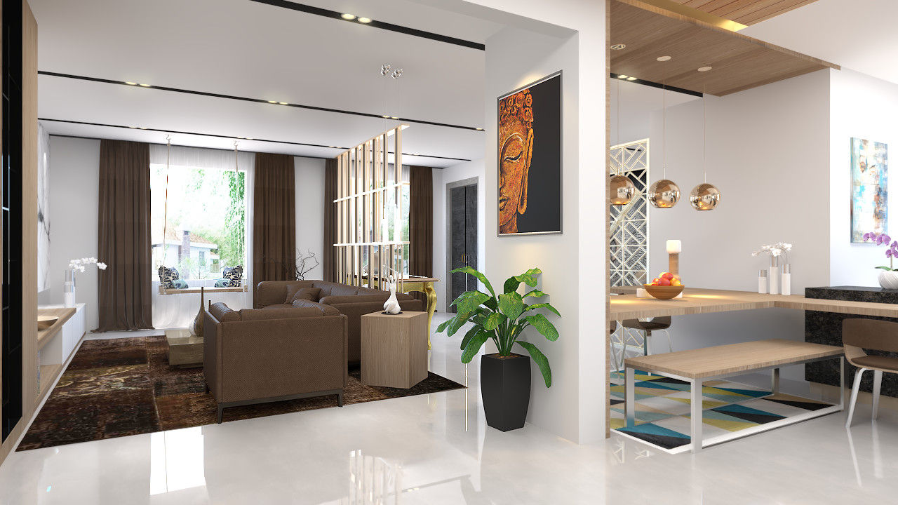 3BHK flat interior design in modern style , Rhythm And Emphasis Design Studio Rhythm And Emphasis Design Studio