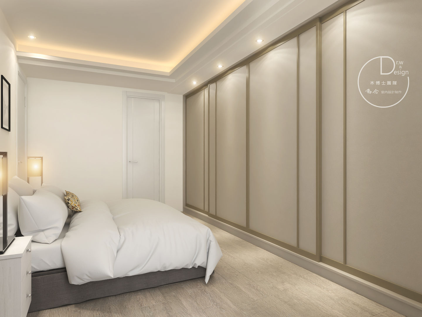 主臥室/臥室/沉靜淺灰元素 自然人文宅邸 - 惠宇清朗 木博士團隊/動念室內設計制作 Modern style bedroom Engineered Wood Transparent