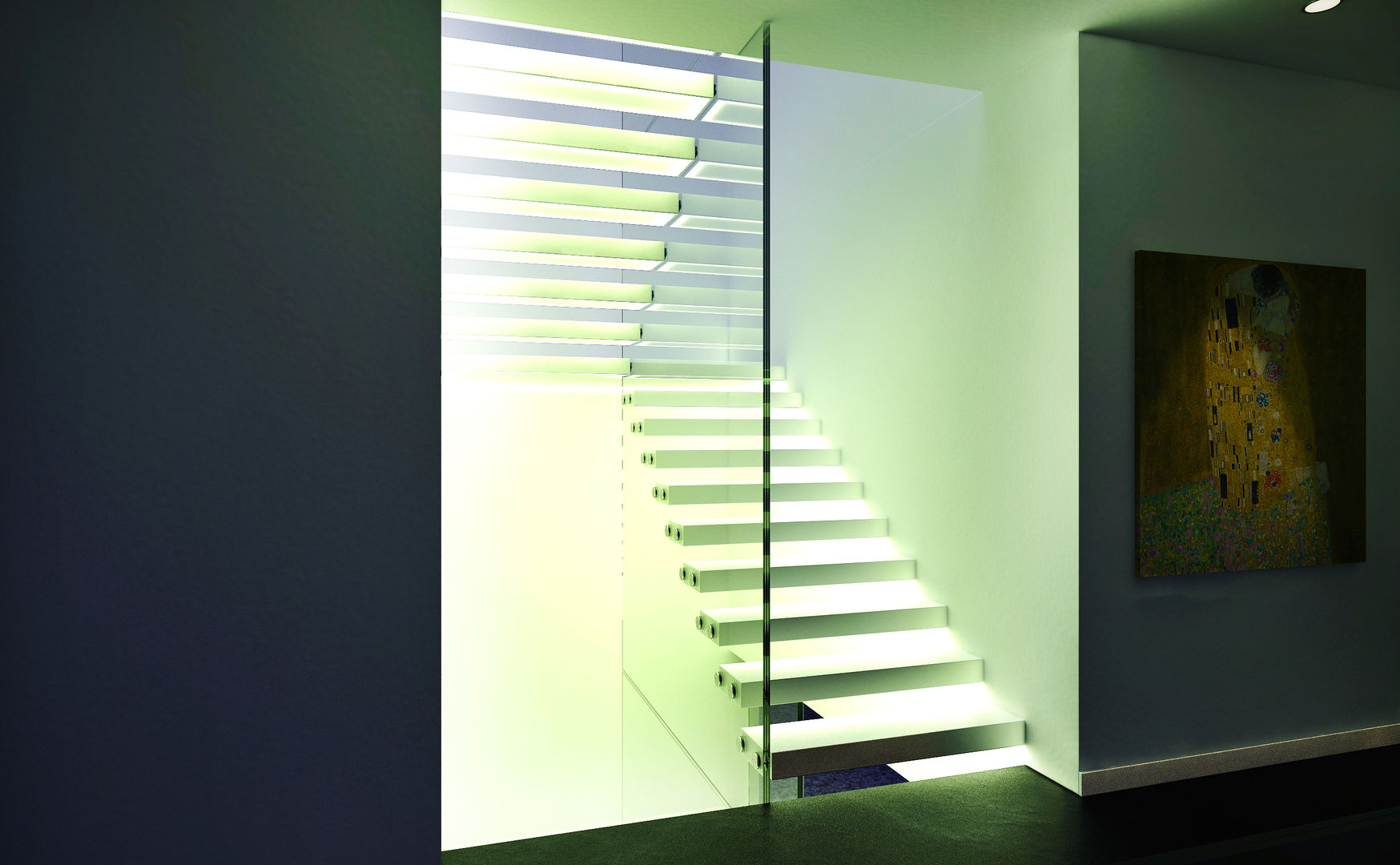 Minimalistische Designertreppe mit Stufen aus Corian und LED Beleuchtung, Siller Treppen/Stairs/Scale Siller Treppen/Stairs/Scale Escaleras Mármol