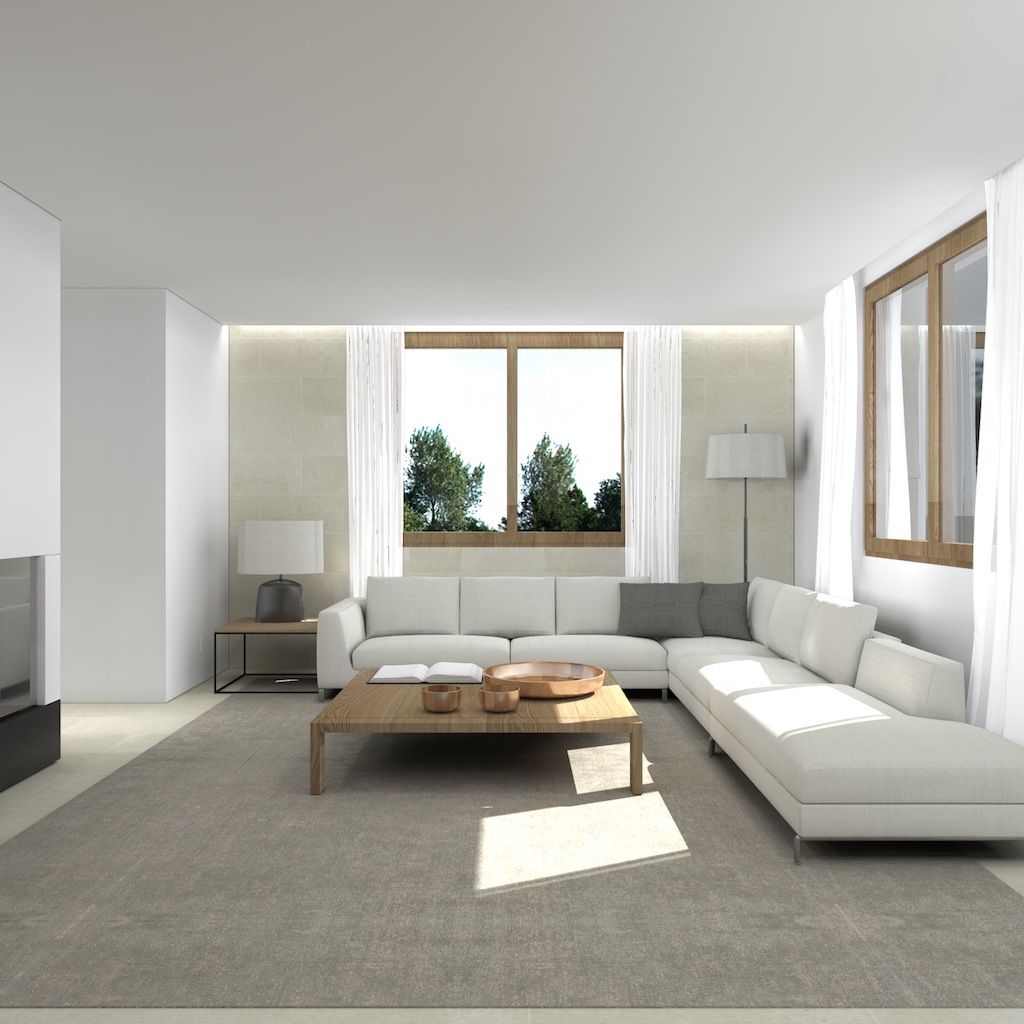 Una villa minimal ed elegante a Udine , interiorbe SRL interiorbe SRL ห้องนั่งเล่น