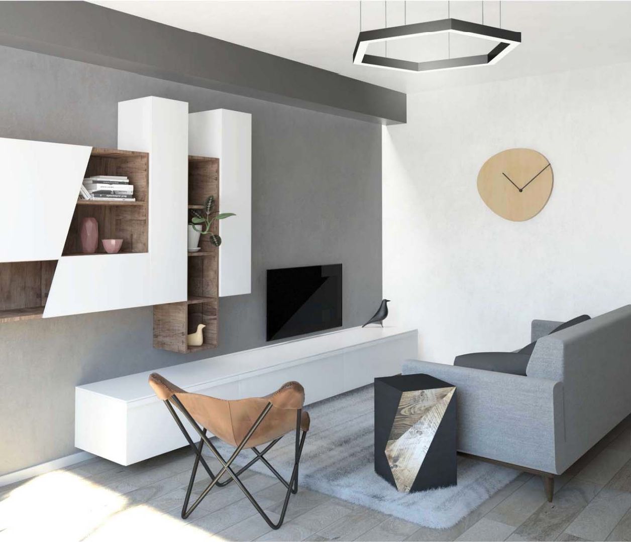 Un soggiorno in stile scandinavo, interiorbe SRL interiorbe SRL 北欧デザインの リビング