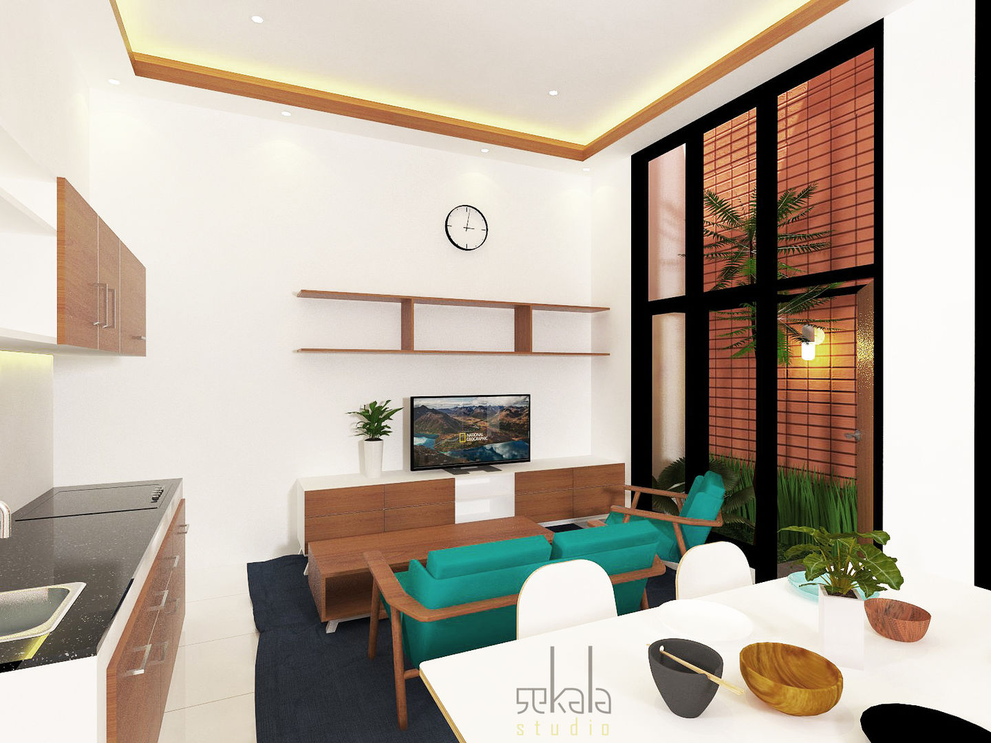 Rumah Kelapa Gading Mrs. Vika's., SEKALA Studio SEKALA Studio غرفة المعيشة الطوب