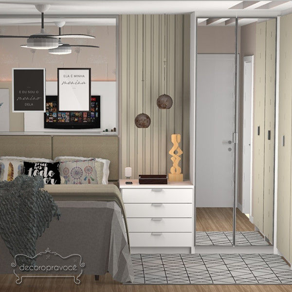 Apartamento Jovem Casal Moderno Escandinavo, Decoropravocê - Decoração ao seu alcance. Decoropravocê - Decoração ao seu alcance. Dormitorios de estilo escandinavo