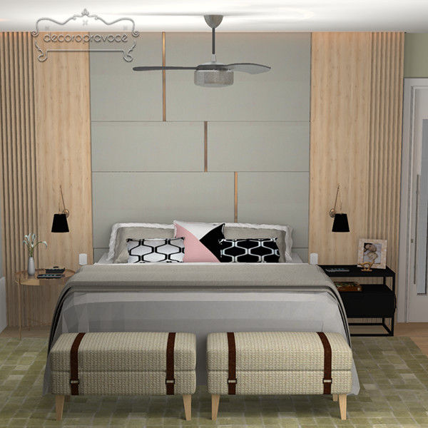 Quarto Casal Moderno e Elegante - Projeto Online á distância para Porto Alegre RS, Decoropravocê - Decoração ao seu alcance. Decoropravocê - Decoração ao seu alcance. Modern style bedroom