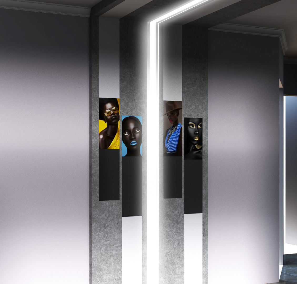 Bespoke Wall Display Units, Kori Interiors Kori Interiors Pasillos, vestíbulos y escaleras de estilo minimalista Iluminación