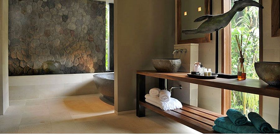 Muebles de baño de madera , comprar en bali comprar en bali トロピカルスタイルの お風呂・バスルーム 無垢材 多色 デコレーション