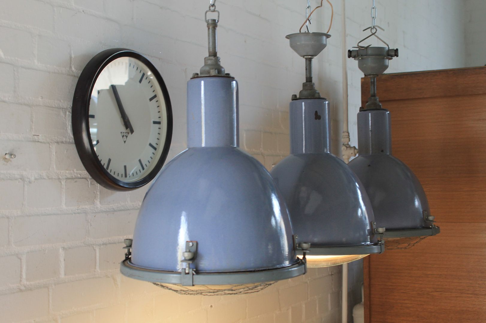 "DOVE" Fabriklampe Design Industrie Lampe Emaille Blau Vintage, Lux-Est Lux-Est مساحات تجارية فلز مكاتب ومحلات
