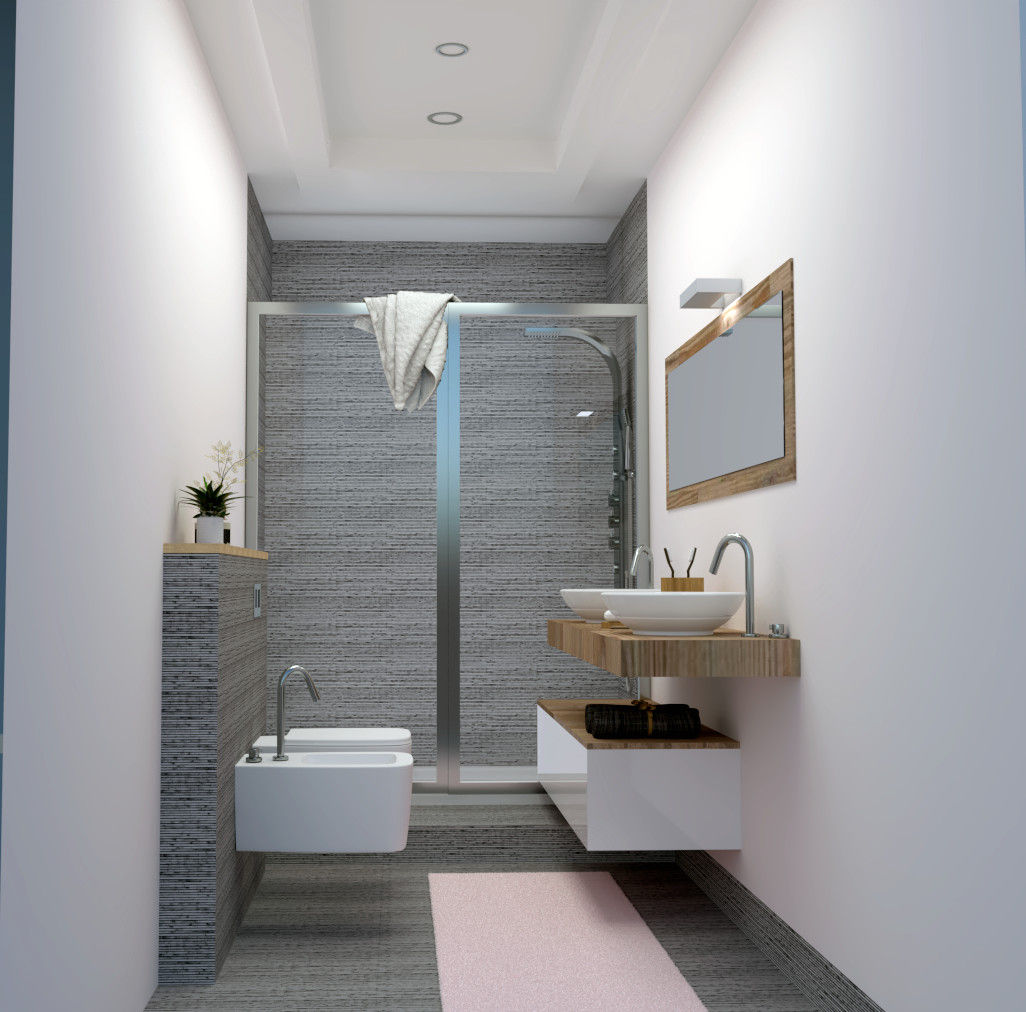 PROPOSTA DI PROGETTO APPARTAMENTO A CORMANO, Lambda Design Lambda Design Phòng tắm phong cách tối giản