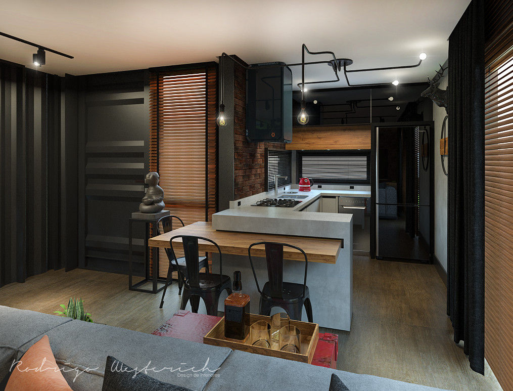 Interiores - Residencial Modular - Contêiner, Rodrigo Westerich - Design de Interiores Rodrigo Westerich - Design de Interiores Kitchen units کنکریٹ