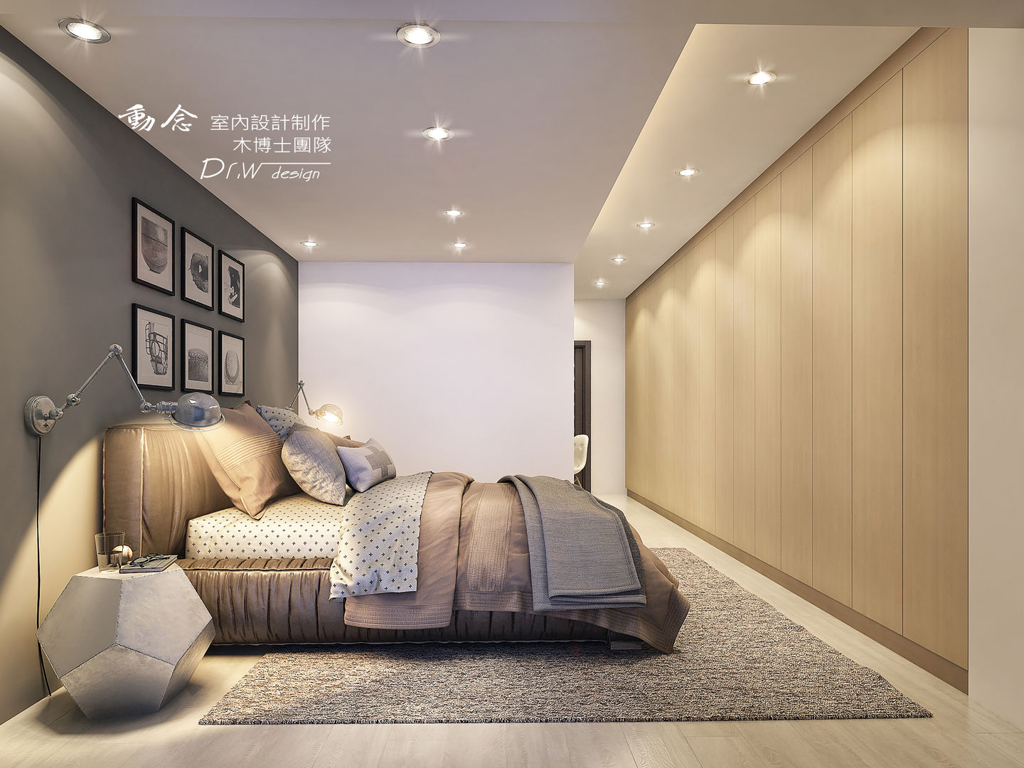 主臥室/歐式系統收納櫃/臥室/輕工業風 木博士團隊/動念室內設計制作 Industrial style bedroom Wood Wood effect