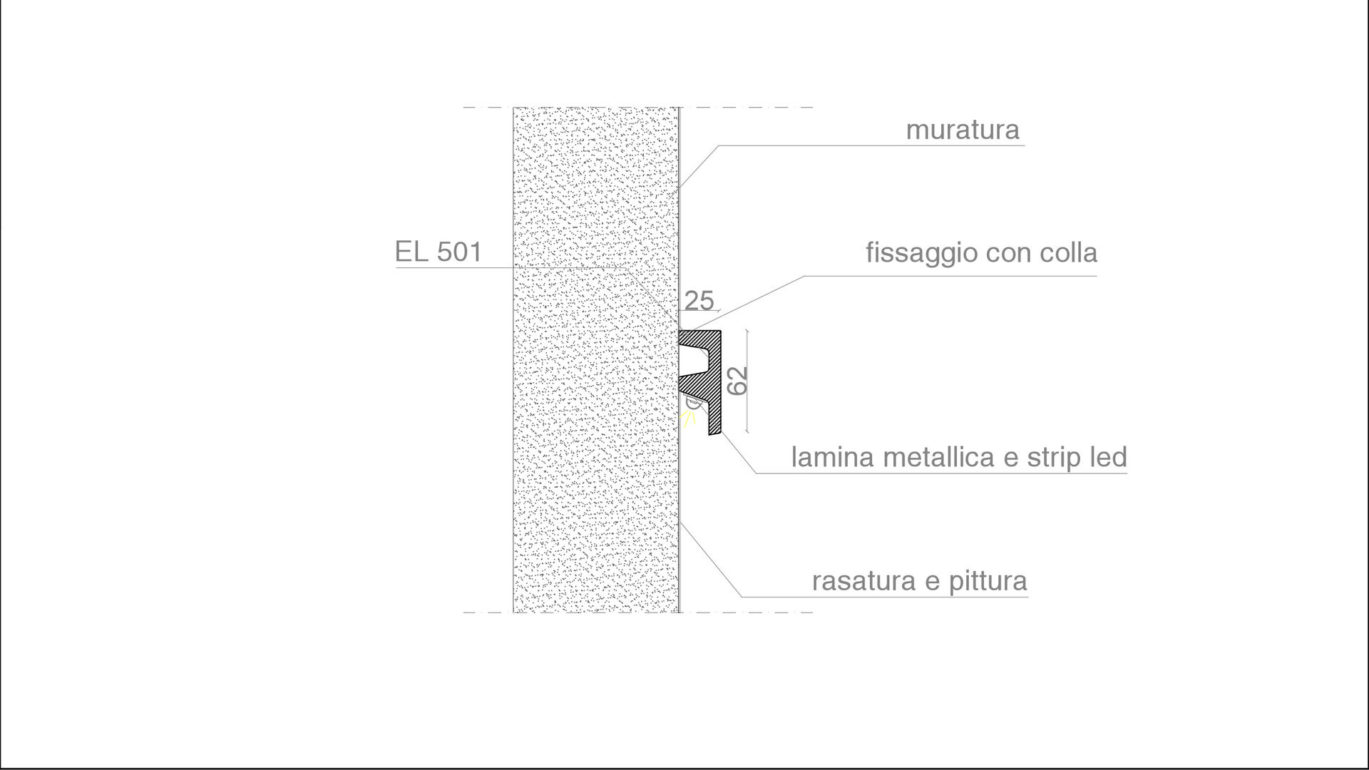 Cornice Per Illuminazione Indiretta LED EL501 – 2 Metri In Poliuretano Rigido Per Parete O Soffitto, Predisposta Per Profilo 16mm, Verniciabile