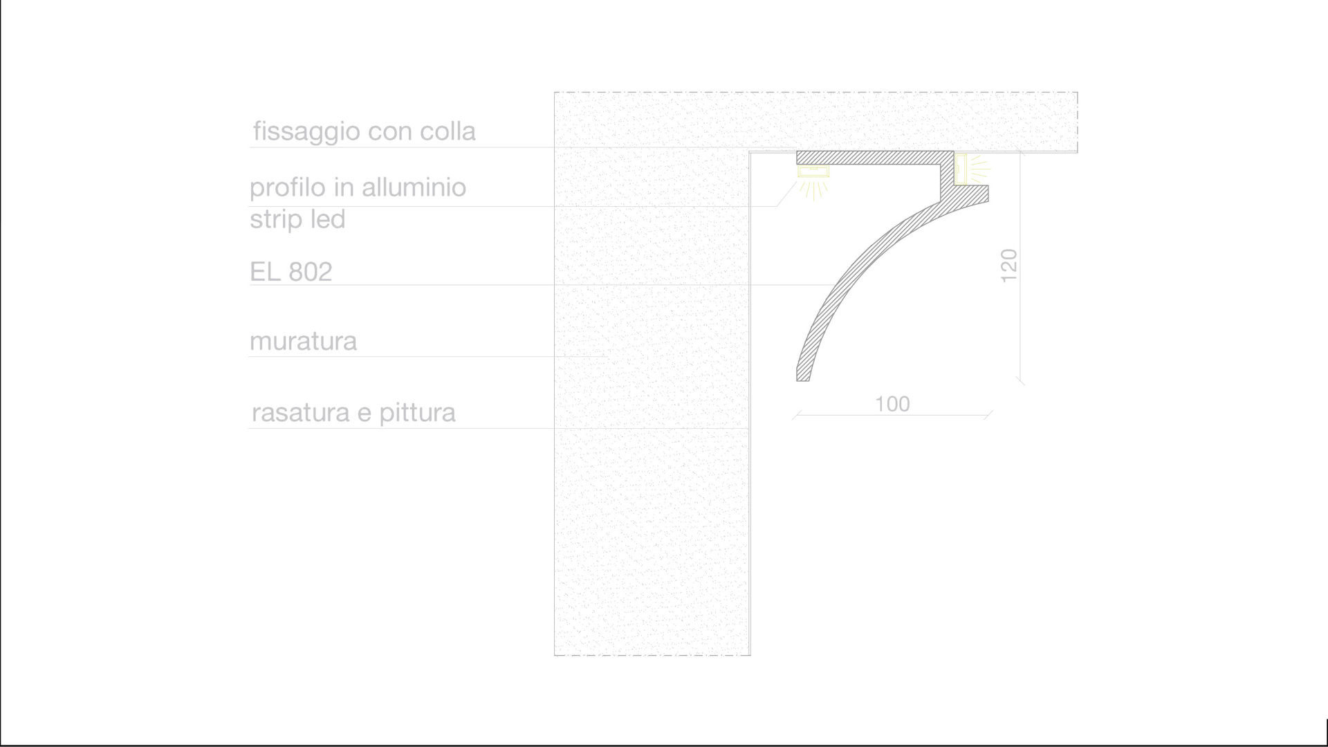 EL302 | Cornice per LED bidirezionale Profilo per illuminazione lineare per  moduli LED By Eleni Lighting