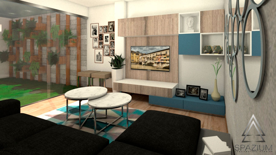 ​•DISEÑO SALA COMEDOR•, SPAZIUM ARQUITECTURA INTERIOR SPAZIUM ARQUITECTURA INTERIOR Maisons modernes