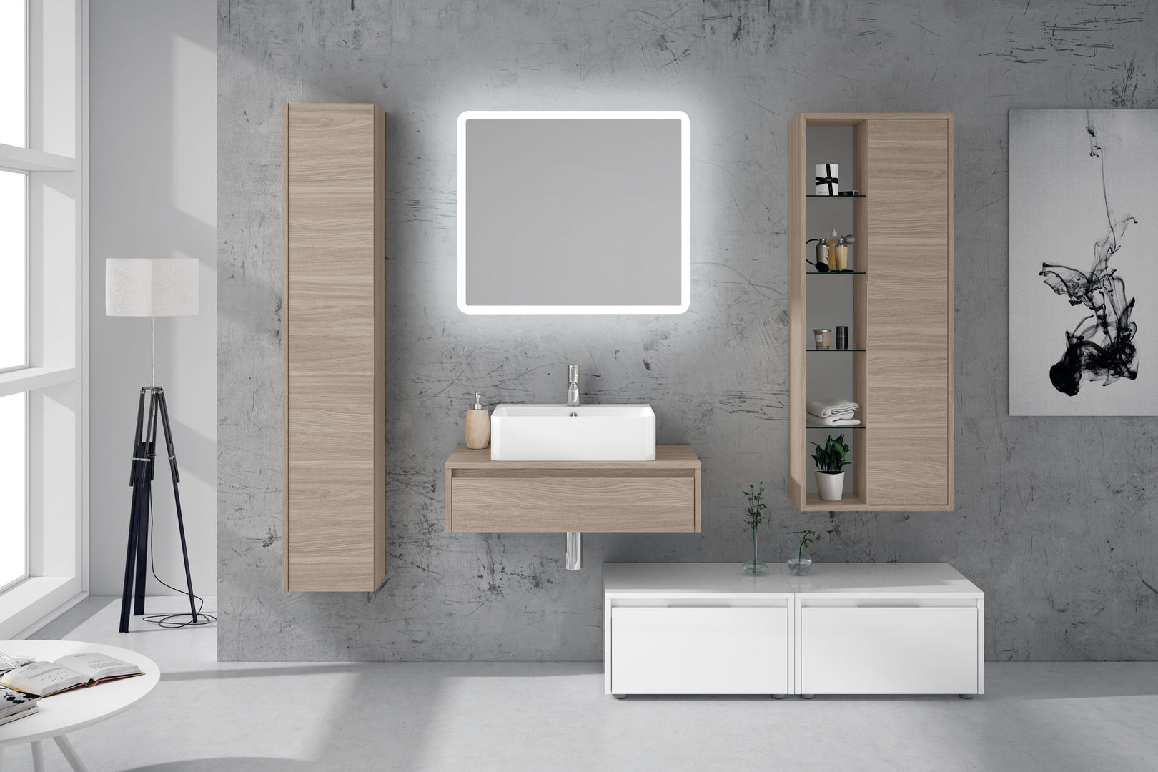 TREVI: Disponibile in finitura legno e laccata, FALEGNAMERIA ADRIATICA S.r.l. FALEGNAMERIA ADRIATICA S.r.l. Modern bathroom