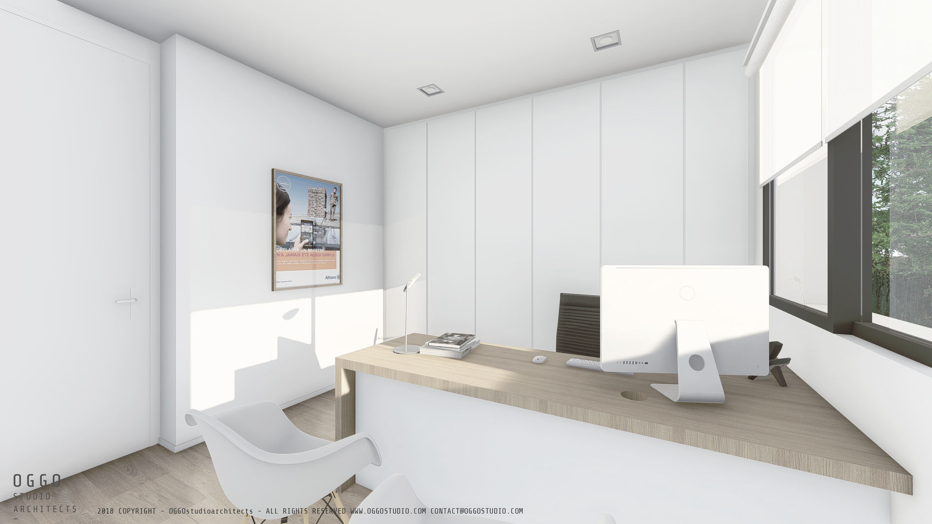 3D view OGGOstudioarchitects, unipessoal lda Study/office Wood Wood effect Allianz,Agency,interior,design