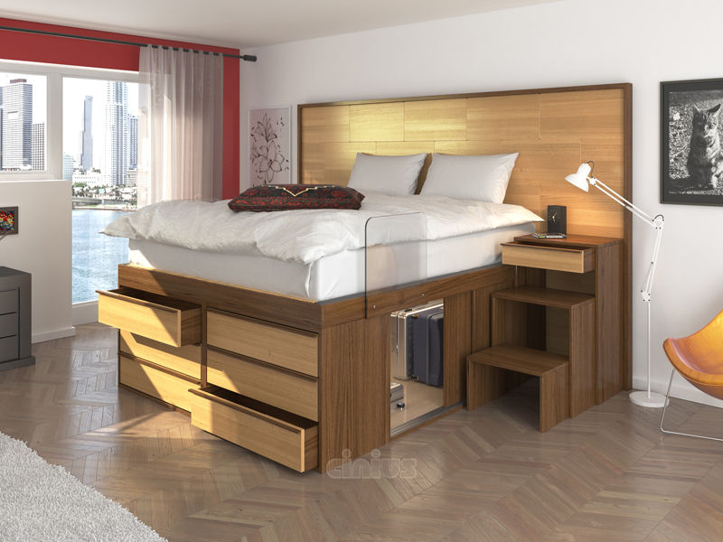 SpazioBed , cinius s.r.l. cinius s.r.l. Bedroom Solid Wood Multicolored Beds & headboards