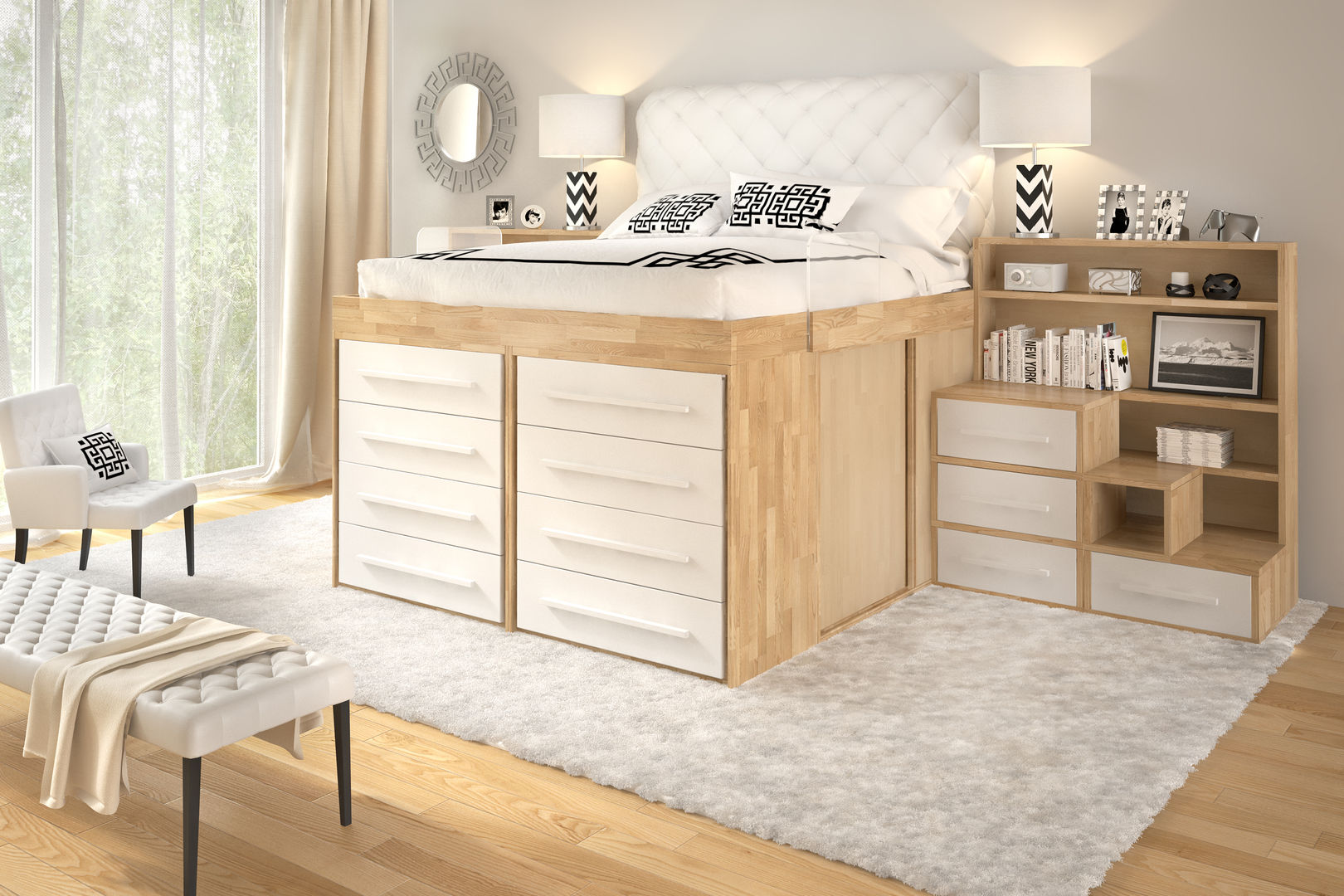 SpazioBed , cinius s.r.l. cinius s.r.l. Bedroom Solid Wood Multicolored Beds & headboards