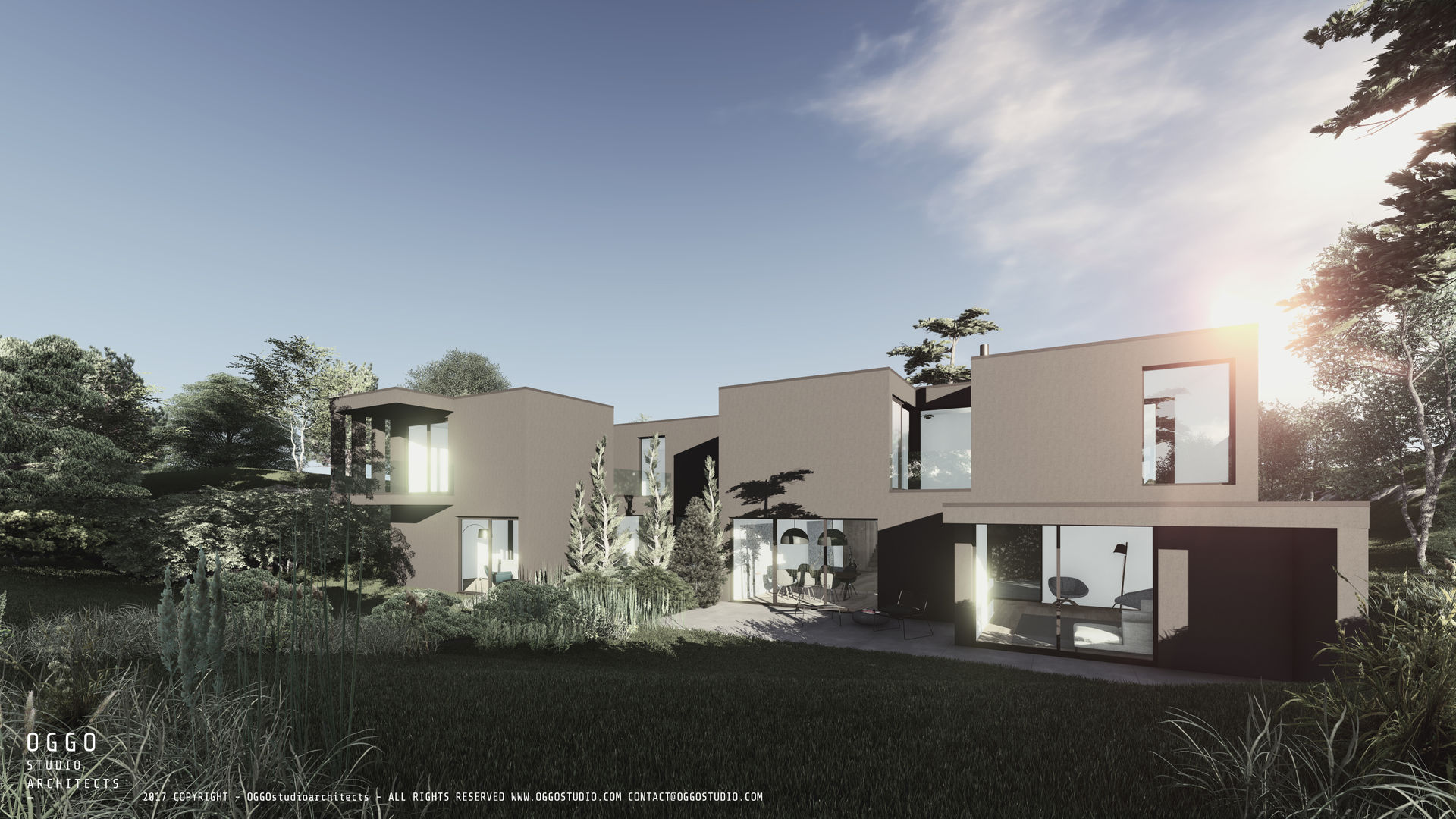 Back view over the two houses OGGOstudioarchitects, unipessoal lda Вілли Guimarães,houses,project