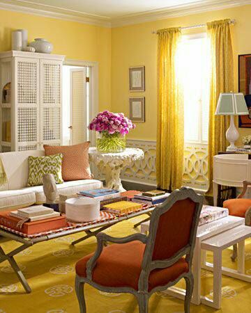 Living room in hues of Yellow homify Modern Living Room