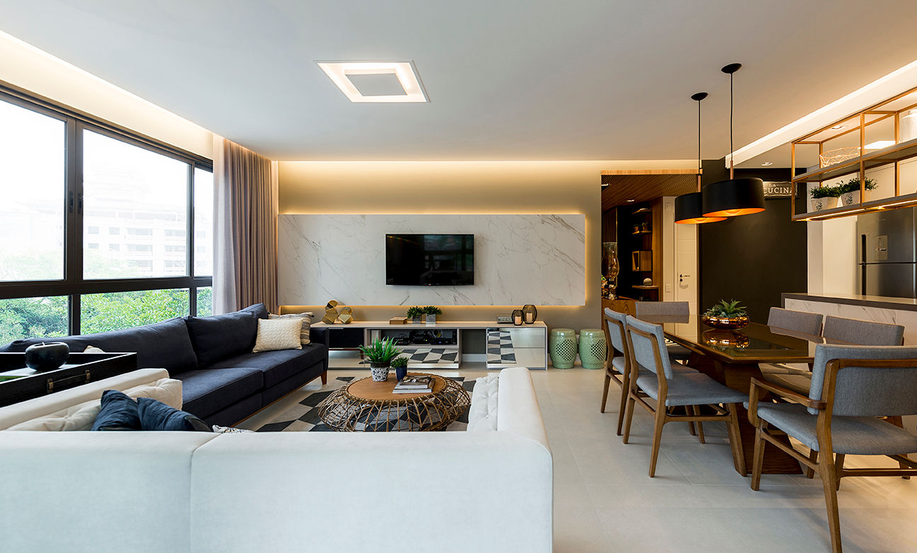 Funcionalidade a partir da junção de estilos, Espaço do Traço arquitetura Espaço do Traço arquitetura Modern living room