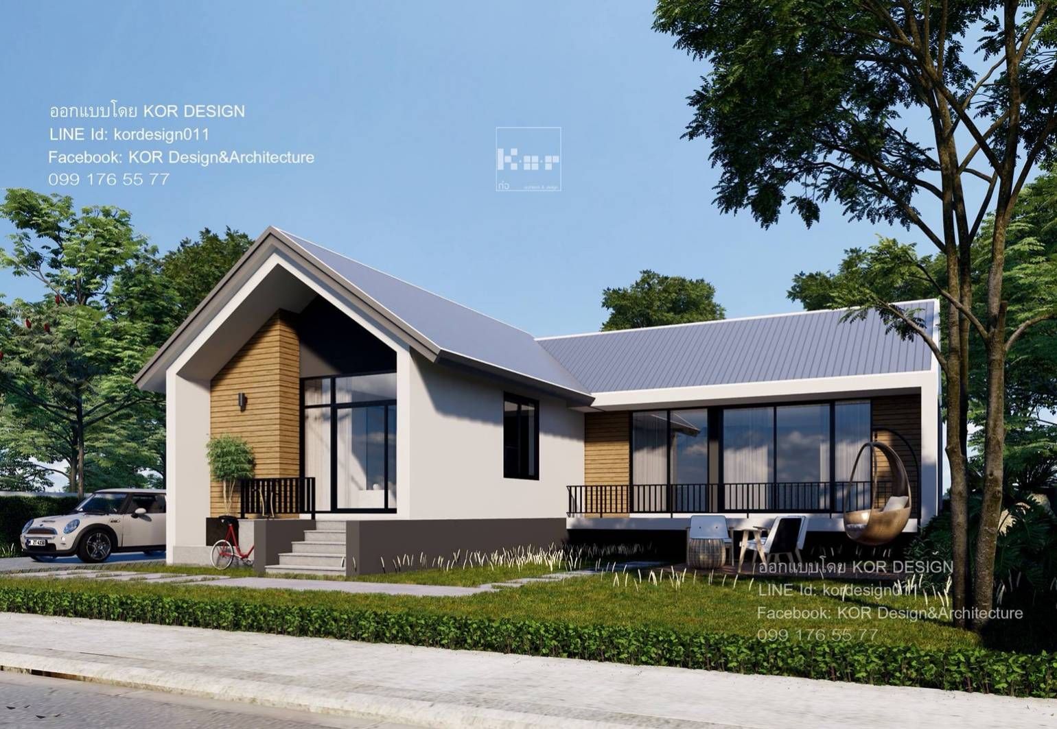 งานออกแบบบ้านชั้นเดียว รหัส MD1-001 , K.O.R. Design&Architecture K.O.R. Design&Architecture Einfamilienhaus