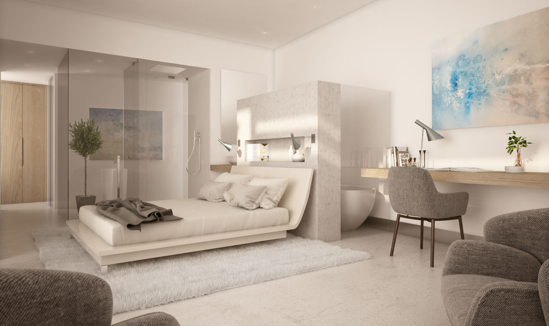 Diseño del proyecto de una vivienda moderna: Santa María 23, AVANTUM AVANTUM Modern style bedroom