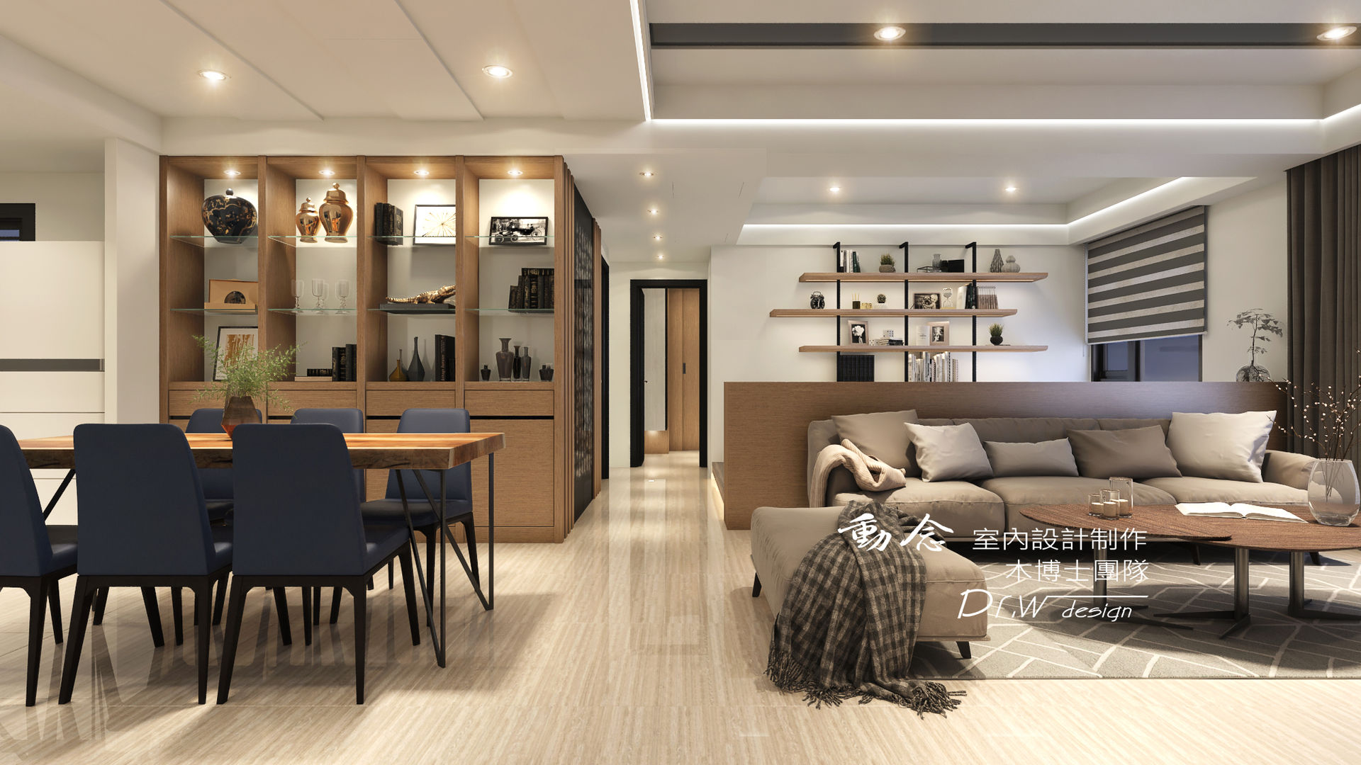 客廳/餐廳/沙發背牆/低調極簡的現代禪風 木博士團隊/動念室內設計制作 Modern living room