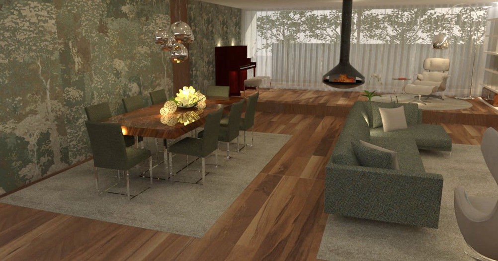 Open Space: Um espaço, quatro ambientes, Casativa Interiores Casativa Interiores Living room Wood Wood effect