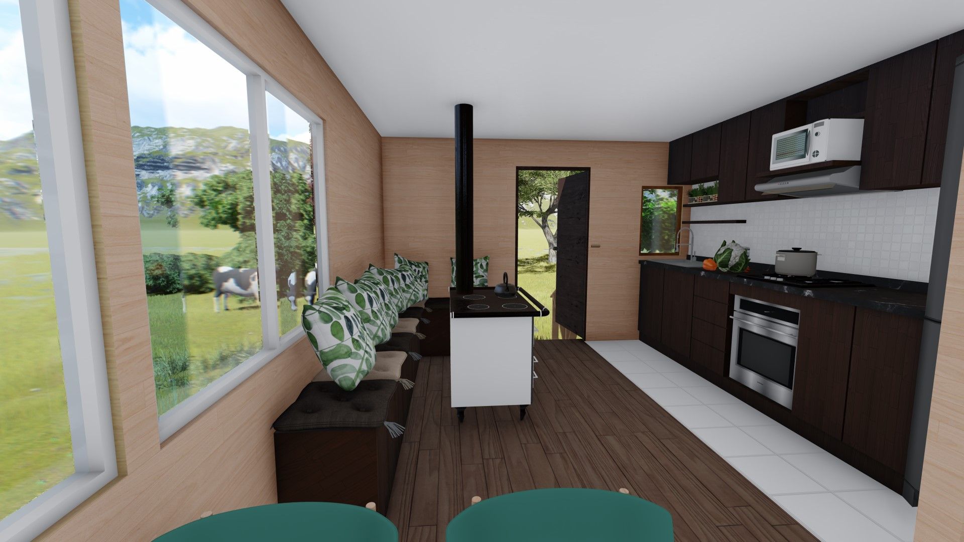 Diseño de vivienda sureña en Dalcahue, Chiloé, Ekeko Arquitectura Ekeko Arquitectura システムキッチン
