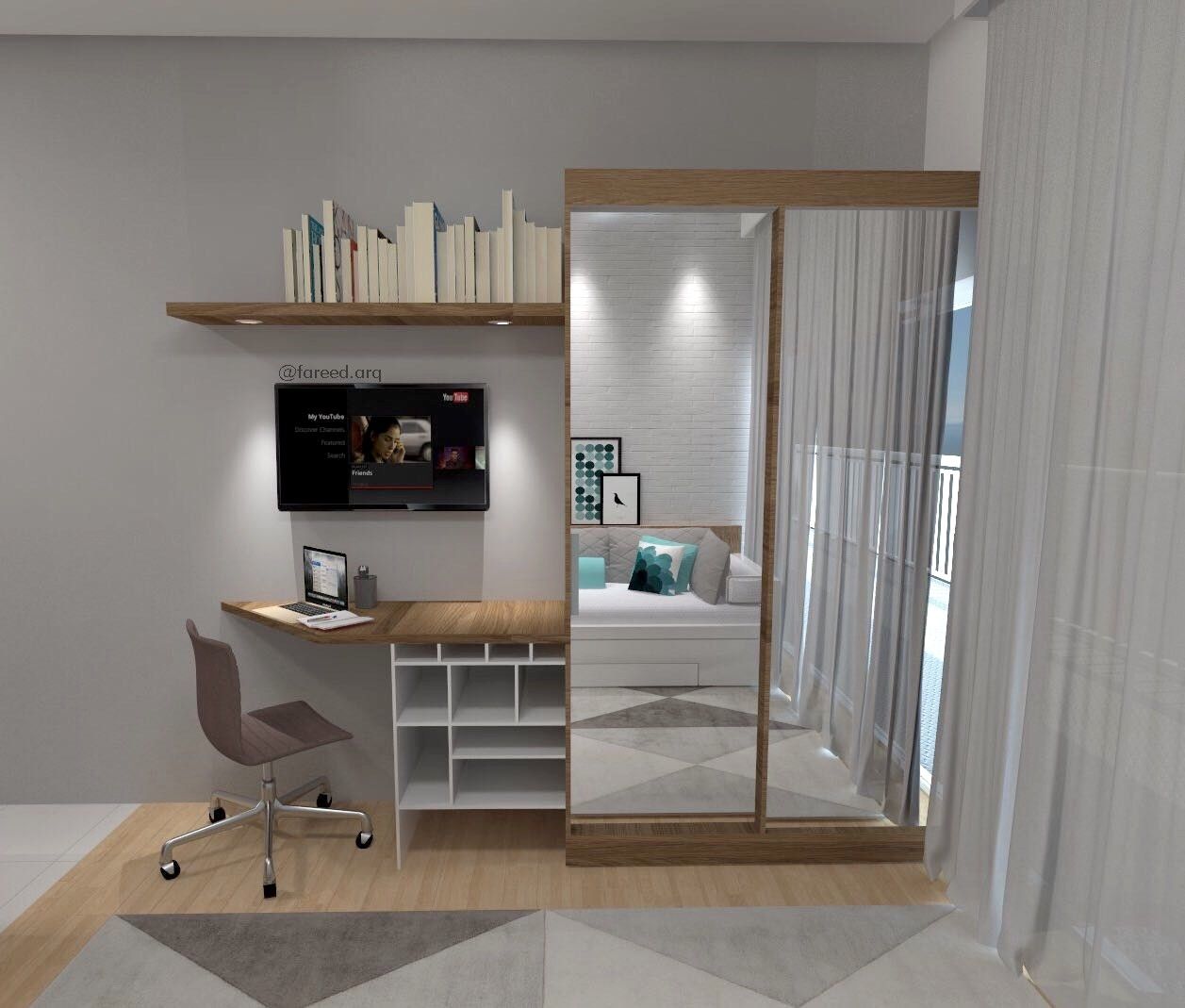 Apartamento Estudantil de 16m², Fareed Arquitetos Associados Fareed Arquitetos Associados غرفة نوم