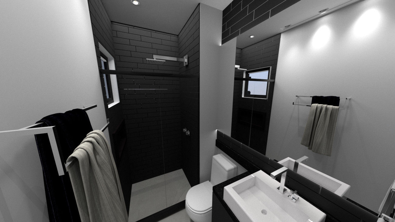 Projeto Residencial - 54m², Fareed Arquitetos Associados Fareed Arquitetos Associados ห้องน้ำ
