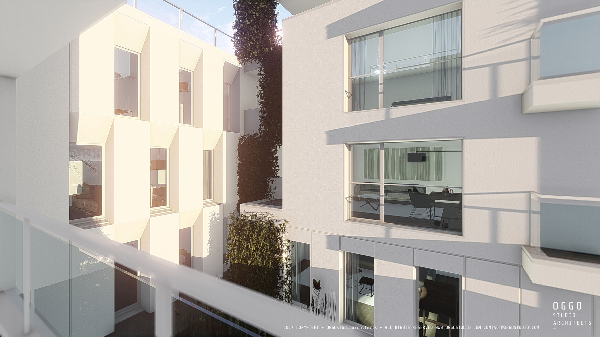 3D view OGGOstudioarchitects, unipessoal lda Nhà phong cách tối giản collective housing,vertical gardens,Arago