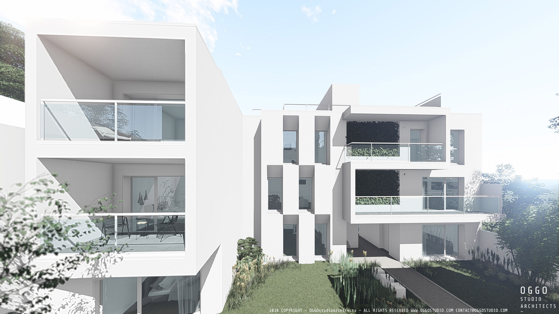 3D view OGGOstudioarchitects, unipessoal lda Nhà phong cách tối giản collective housing,Arago
