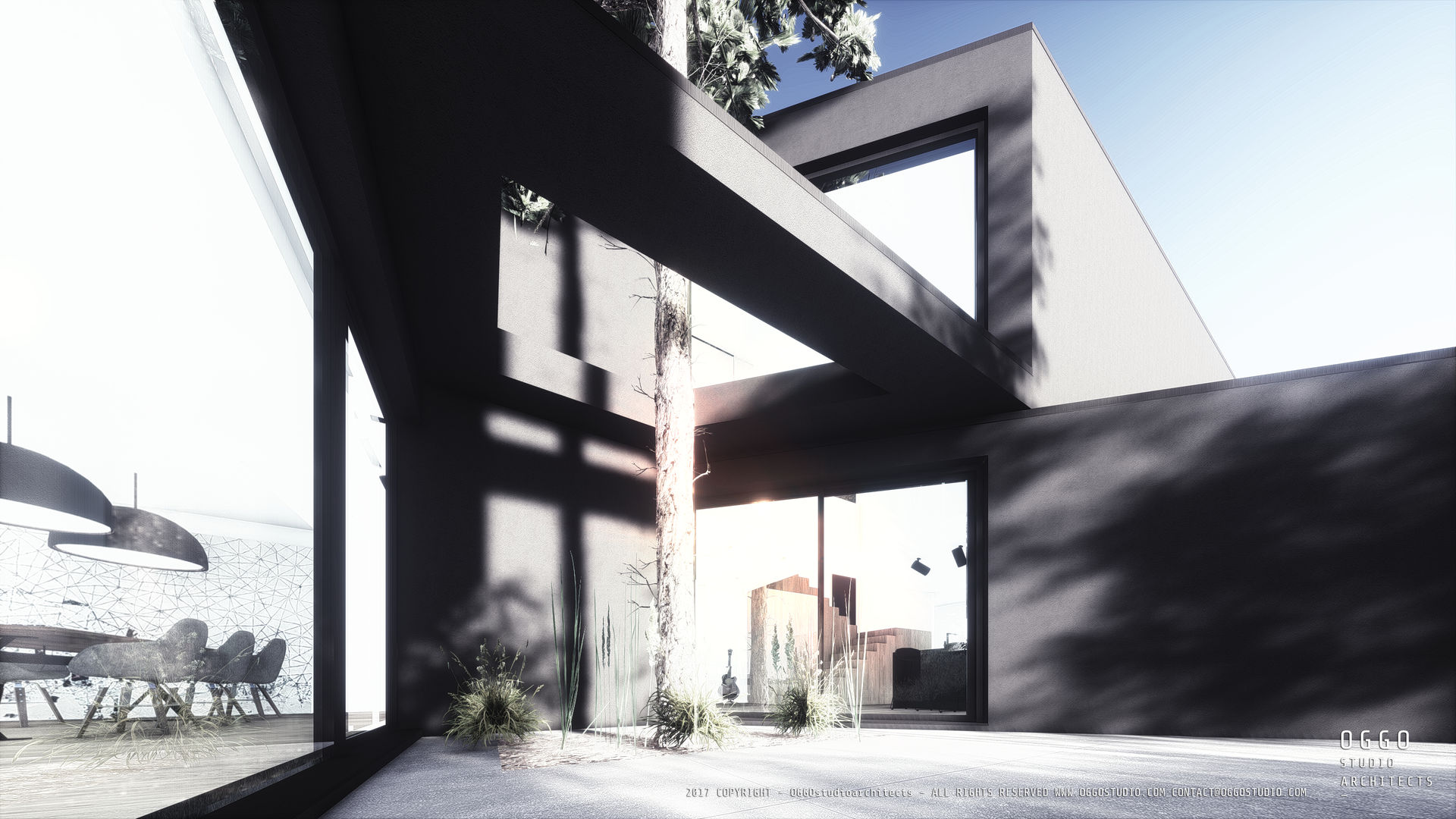 Big glass openings OGGOstudioarchitects, unipessoal lda Modern Houses houses,Guimarães,project,patio,tree