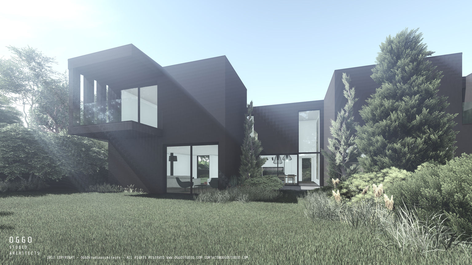 Dark grey volumes of the houses OGGOstudioarchitects, unipessoal lda Modern Garden Guimarães,houses,project,volumes