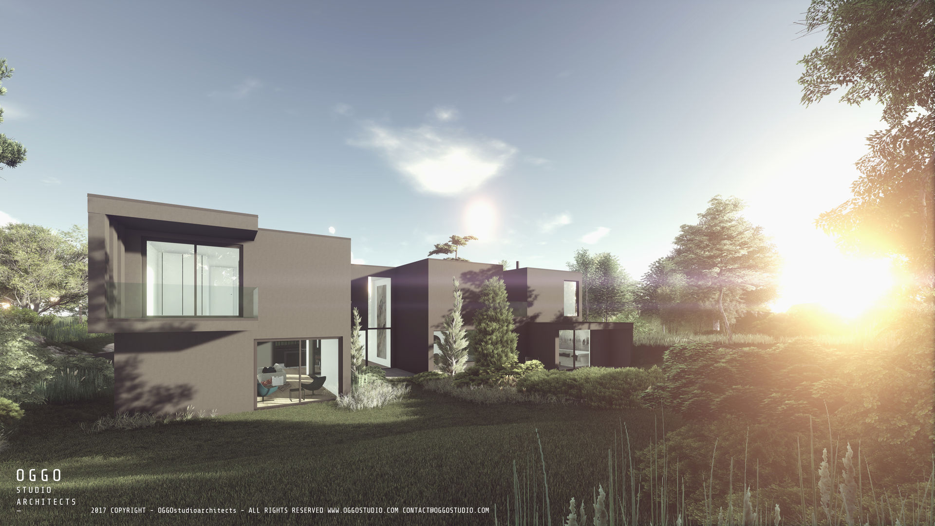 Back view over the two houses OGGOstudioarchitects, unipessoal lda Modern Houses Guimarães,houses,project