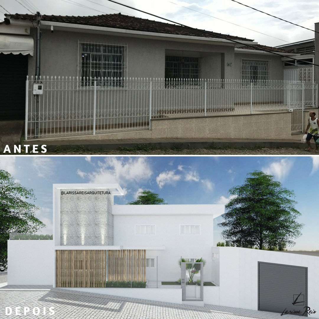 Reforma de fachada - V&T, Larissa Reis Arquitetura Larissa Reis Arquitetura Maisons modernes