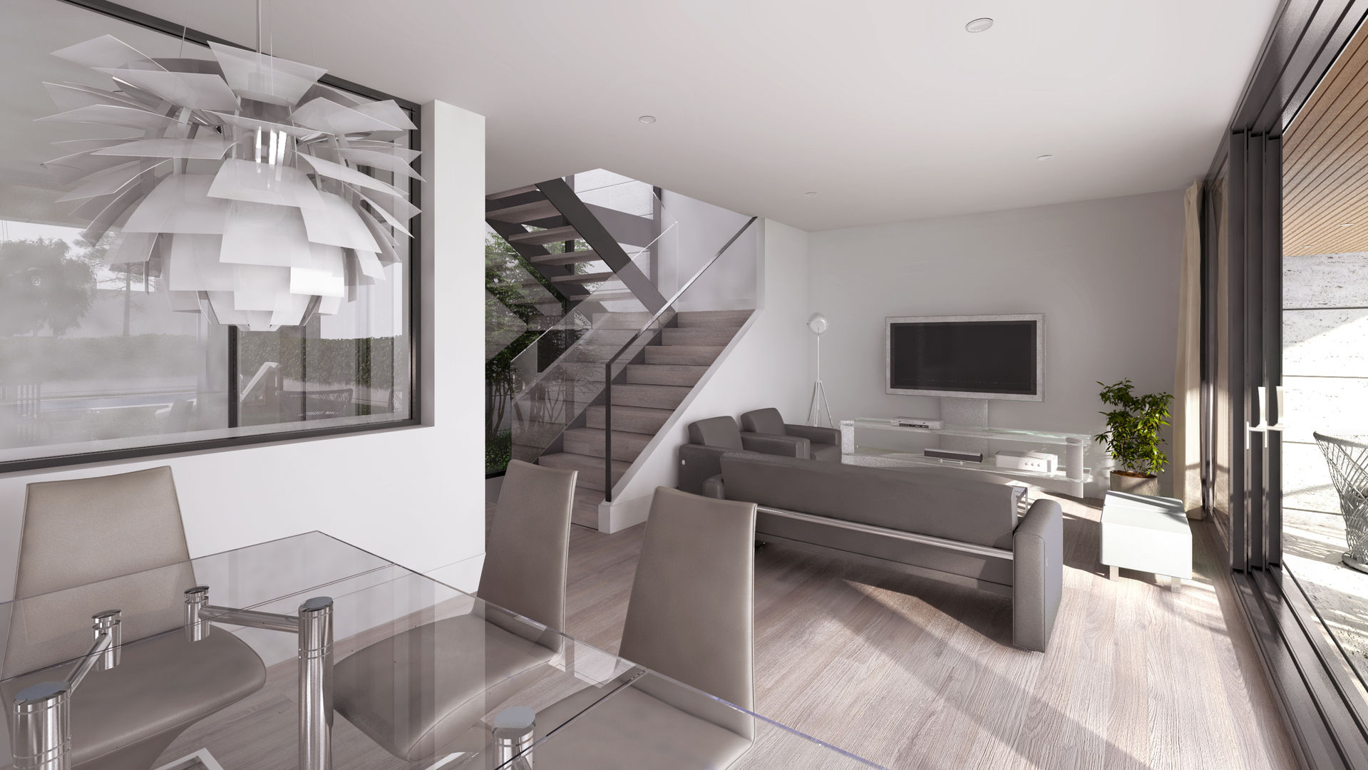 Promoción viviendas pareadas, ARQZONE 3D+Design Studio ARQZONE 3D+Design Studio Modern living room Wood Wood effect