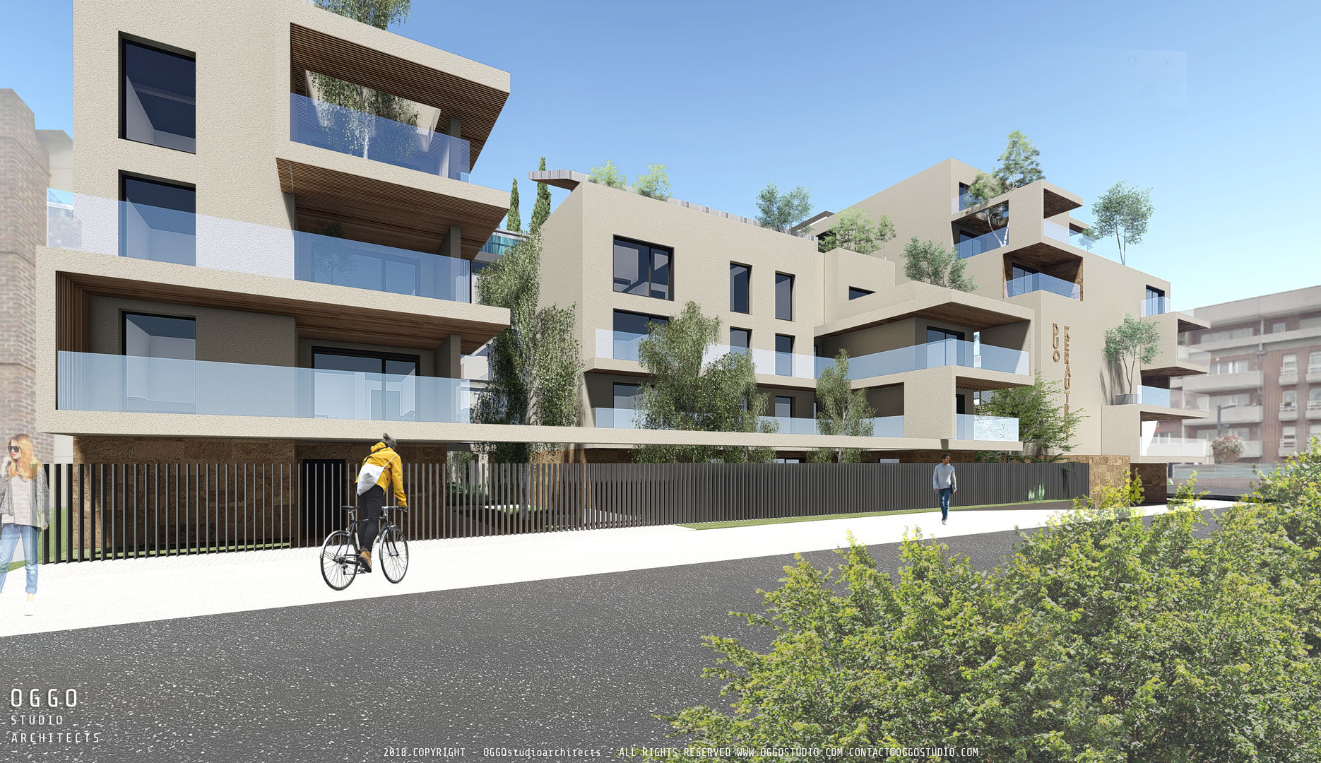 Entrance in the residential complex OGGOstudioarchitects, unipessoal lda Casas multifamiliares Du Camp,Project,collective housing,entrance,cork,wood