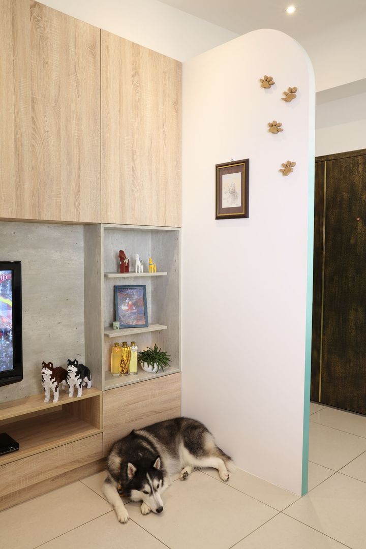 扎西德勒-空間優化的北歐簡約風透天厝, 酒窩設計有限公司 Dimple Interior Design 酒窩設計有限公司 Dimple Interior Design Scandinavian style living room Wood-Plastic Composite