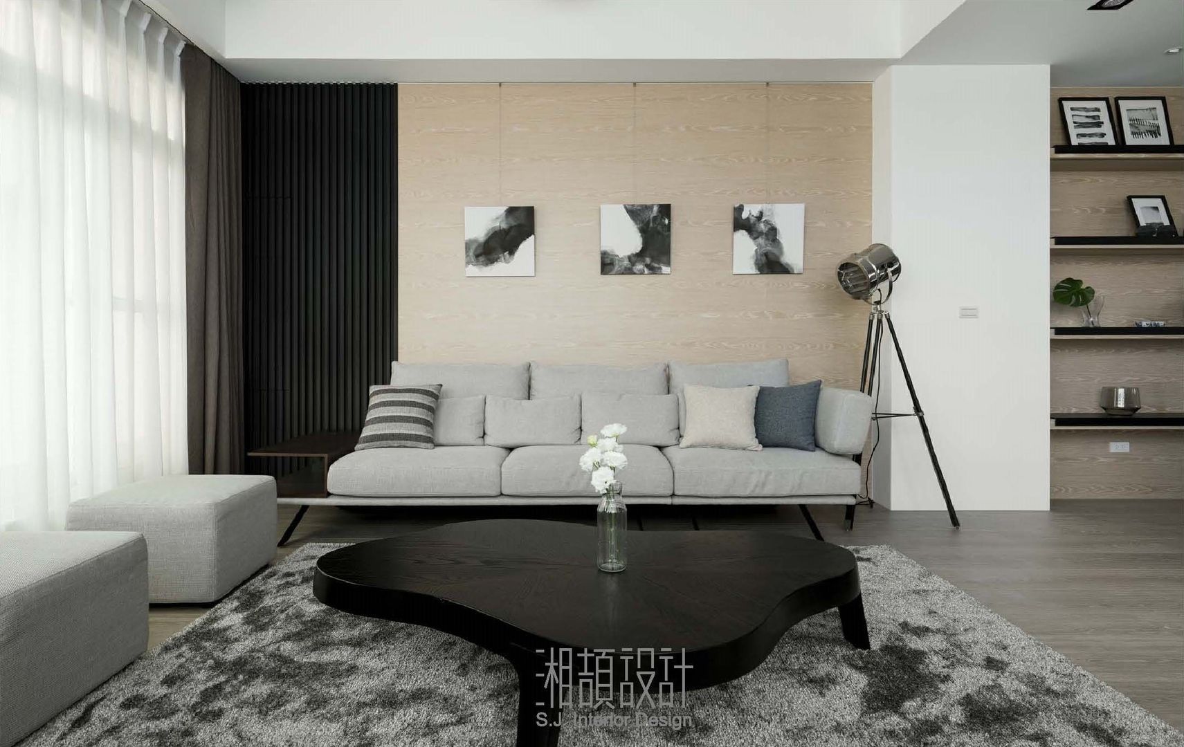 和風感十足的客廳風格 湘頡設計 客廳 木皮,禪,純白