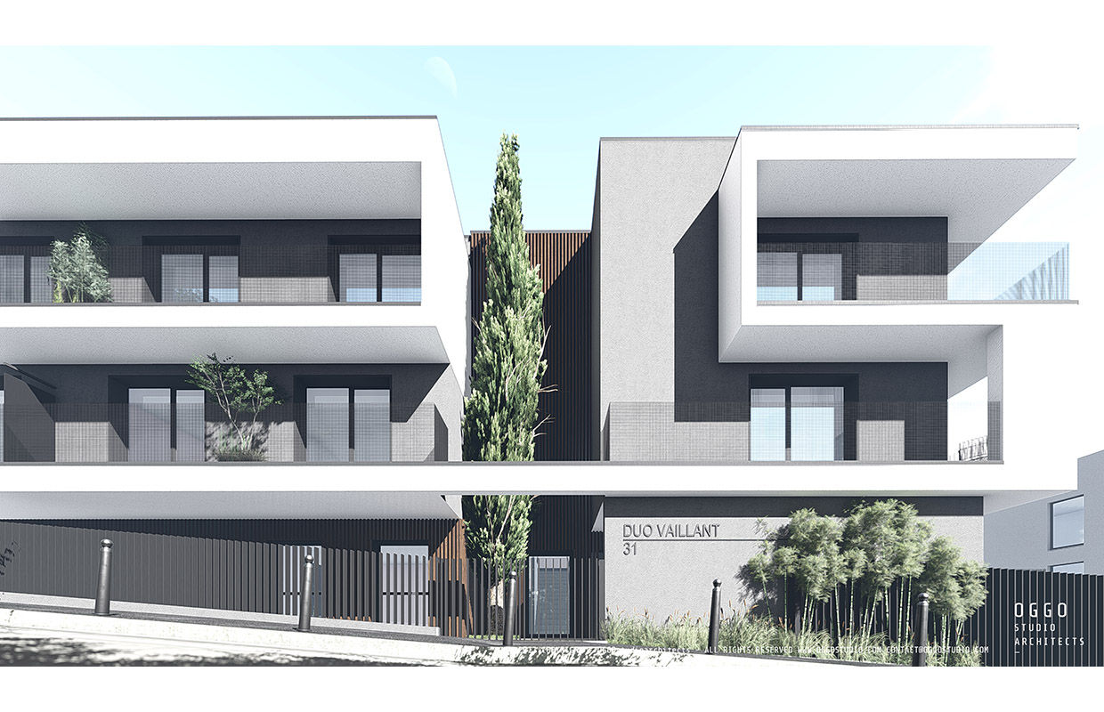 3D view OGGOstudioarchitects, unipessoal lda Casas modernas: Ideas, imágenes y decoración collective housing,​Vaillant