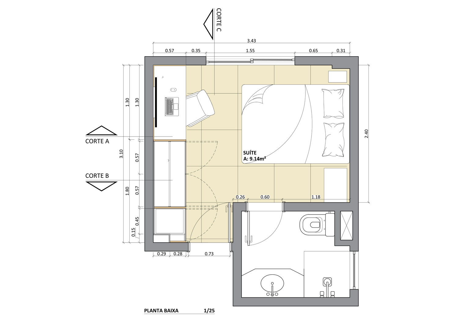 Quarto BA, Juliana Bottoni Arquitetura Juliana Bottoni Arquitetura غرفة نوم