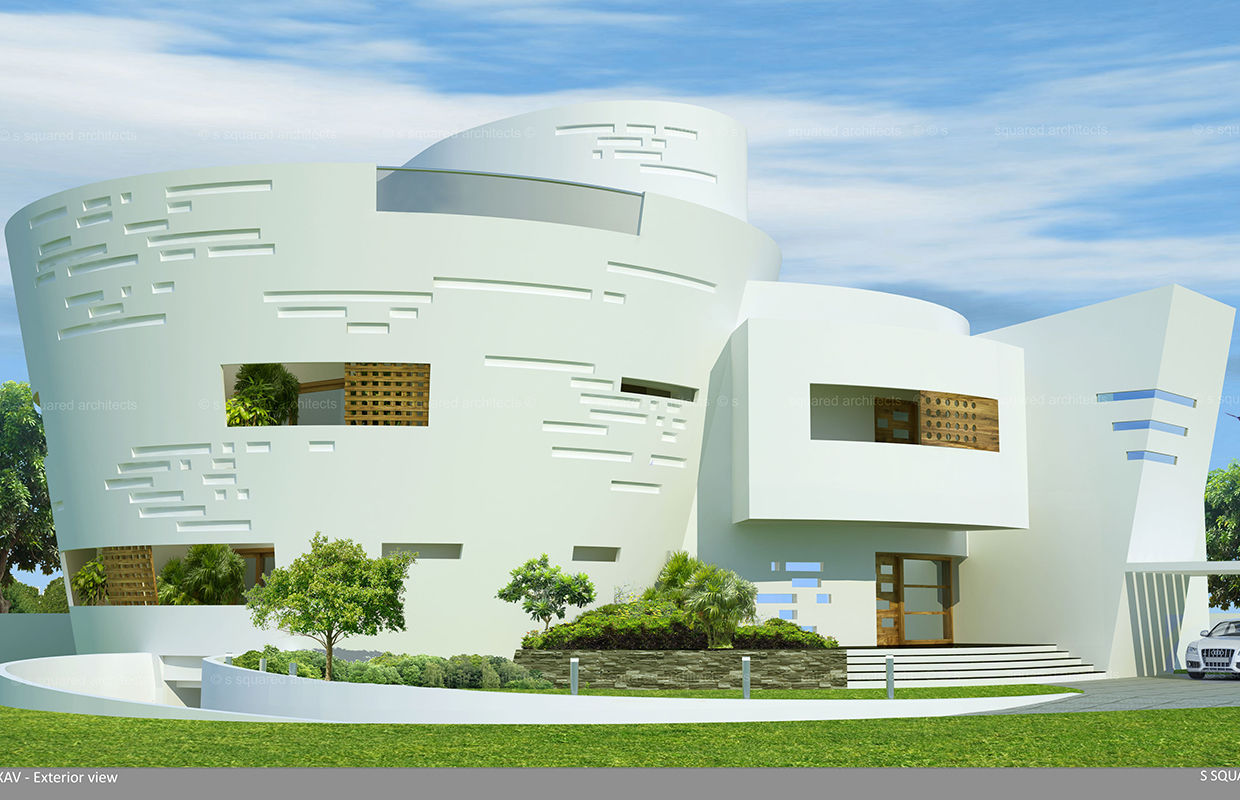 exterior houses, S Squared Architects Pvt Ltd. S Squared Architects Pvt Ltd. Mehrfamilienhaus Beton