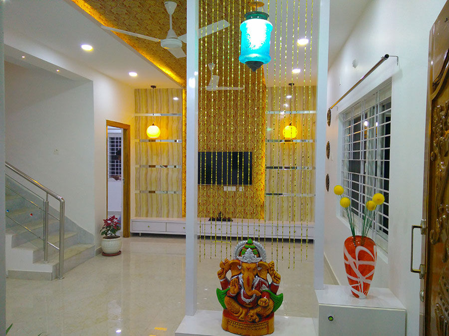 Mr Ravi Kumar PVR Meadows 3BHK Villa, Enrich Interiors & Decors Enrich Interiors & Decors Corredores, halls e escadas modernos