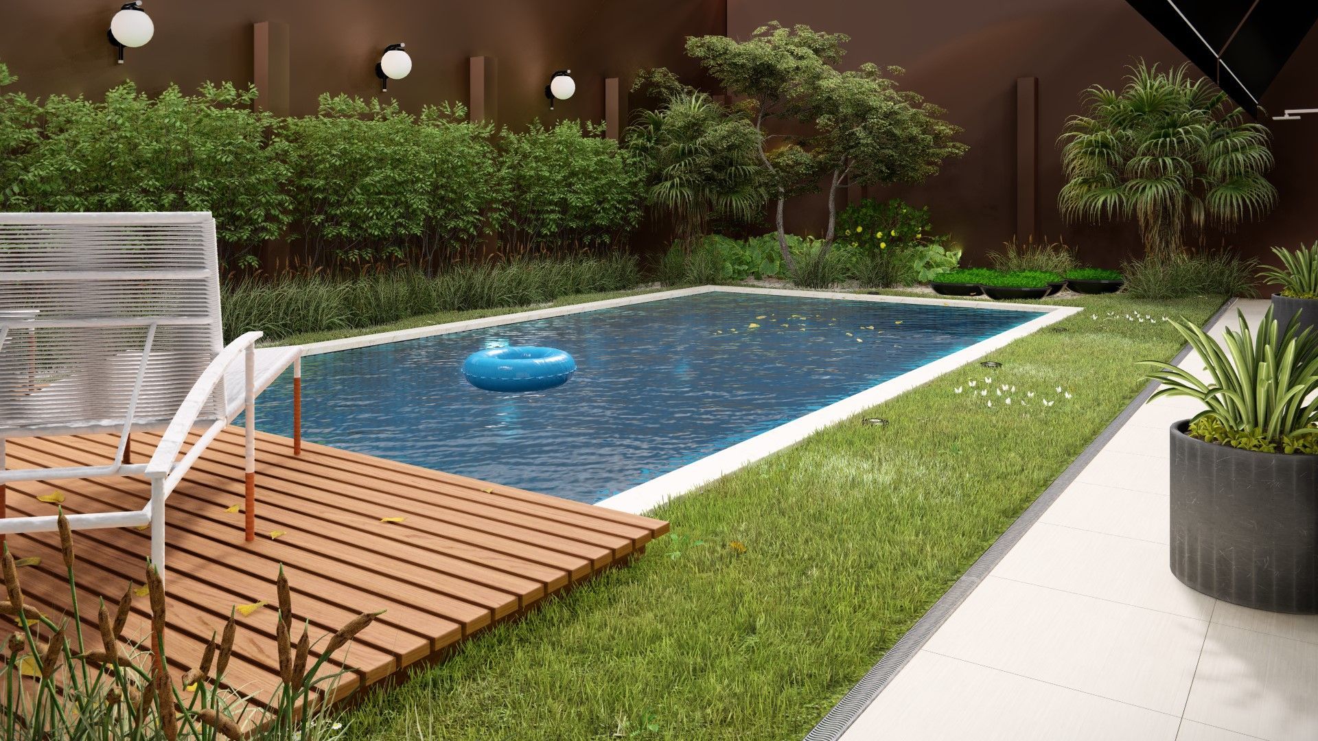 Projeto de Área externa , Studio MP Interiores Studio MP Interiores Garden Pool Wood Wood effect