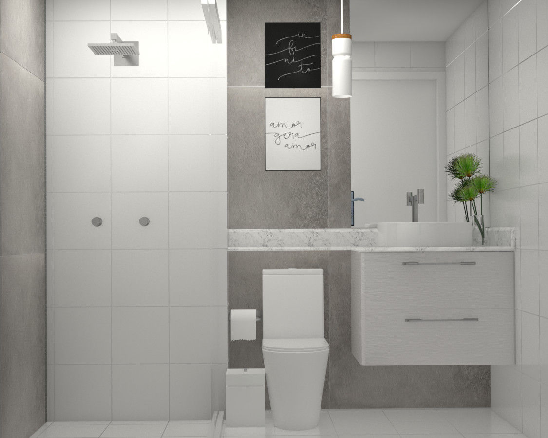 Banheiro social Studio MP Interiores Casas de banho modernas Betão